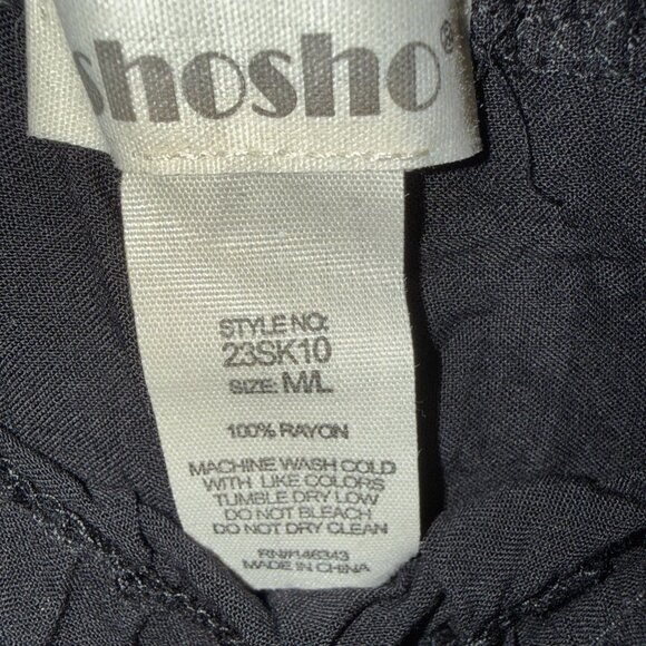 Shosho Black Maxi Skirt M/L Bohemian Peasant Countrycore Tiered Style - Picture 2 of 11